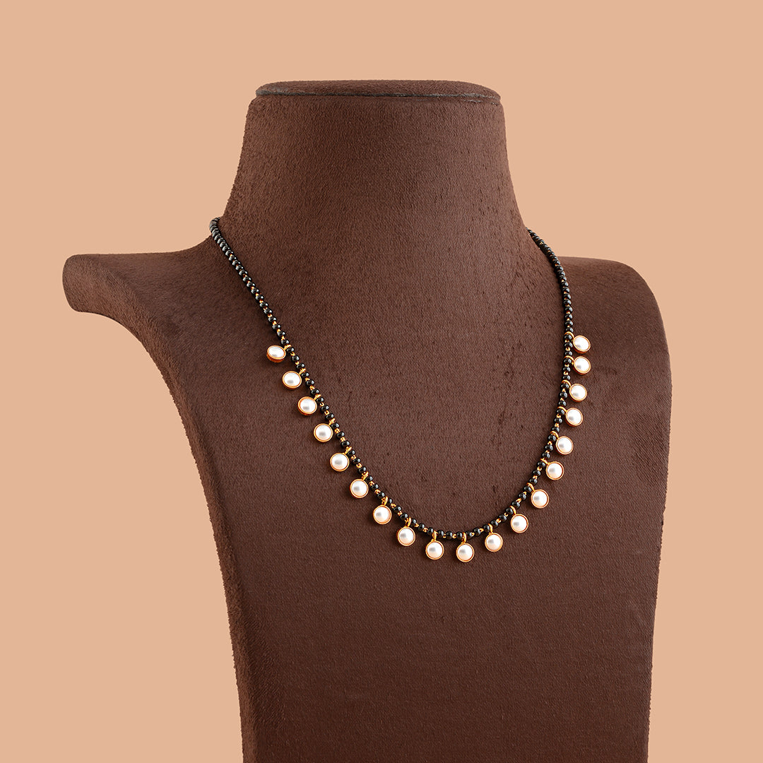 Single Line Gold Pearl Necklace Chain - Krishna Jewellers Pearls and Gems